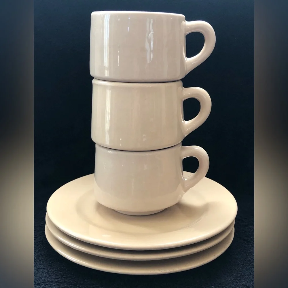 6 Pcs. Tepco China Tan Cup And Plate Set USA